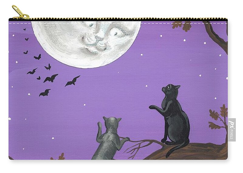 Print Zip Pouch featuring the painting Welcome To The Cat's Club by Margaryta Yermolayeva