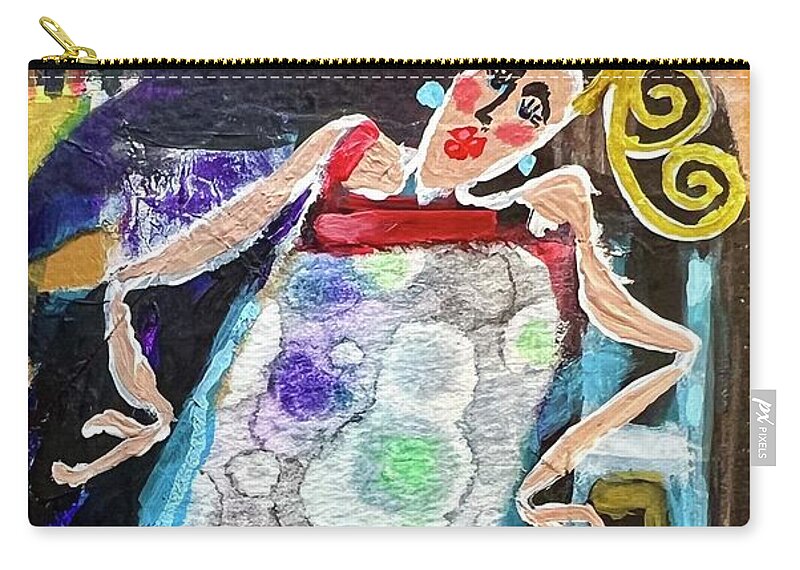 Woman Zip Pouch featuring the painting Well I Never by Theresa Marie Johnson