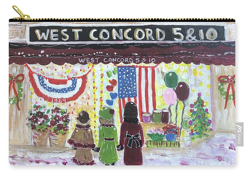 West Concord Zip Pouch featuring the painting West Concord Five and Ten by Jacqui Hawk