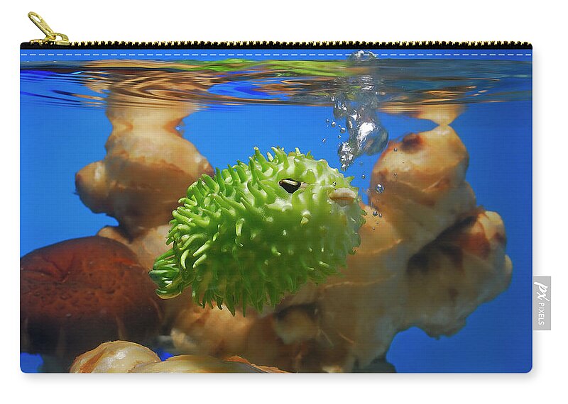 West Indian Gherkin Zip Pouch featuring the photograph West Indian Gherkin Puffer Fish by Cacio Murilo De Vasconcelos