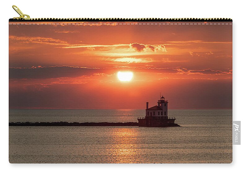 Lake Ontario Zip Pouch featuring the photograph West Pierhead Sunset by Rod Best
