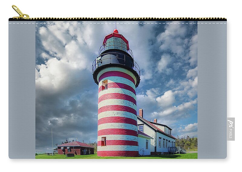 West Quoddy Head Carry-all Pouch featuring the photograph West Quoddy Head Lighthouse 3 by Ron Long Ltd Photography