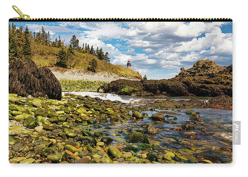 West Quoddy Head Carry-all Pouch featuring the photograph West Quoddy Head Seascape by Ron Long Ltd Photography