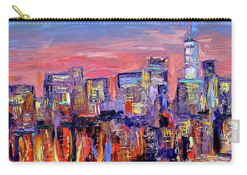 City Skyline Zip Pouch featuring the painting West Side by Teresa Moerer