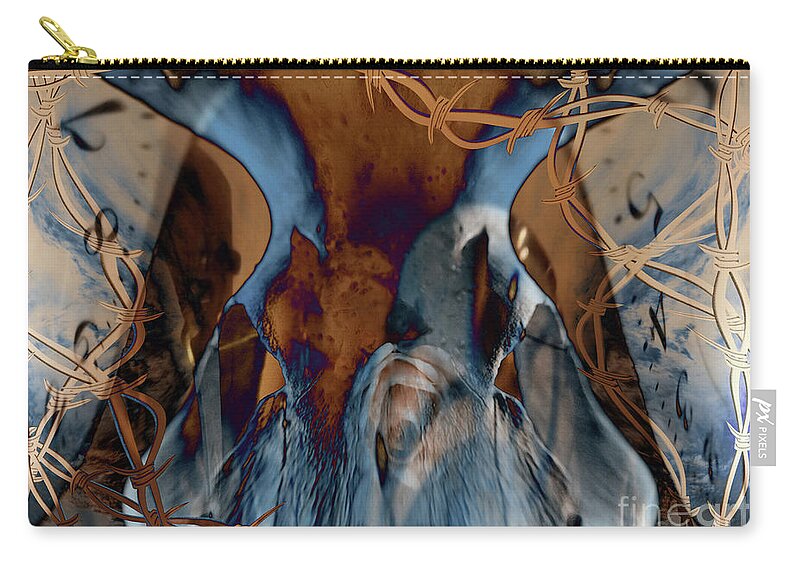 America Zip Pouch featuring the digital art Western Grunge by Bruce Rolff