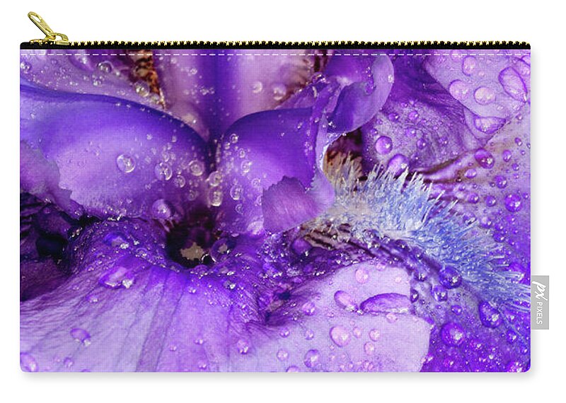 D1-f-0363 Zip Pouch featuring the photograph Wet Bearded Iris by Paul W Faust - Impressions of Light