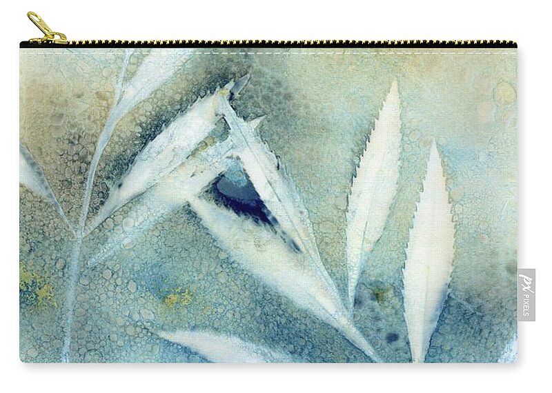 Wet Cyanotype Zip Pouch featuring the photograph Wet Cyanotype leaf botanical ombre by Jane Linders
