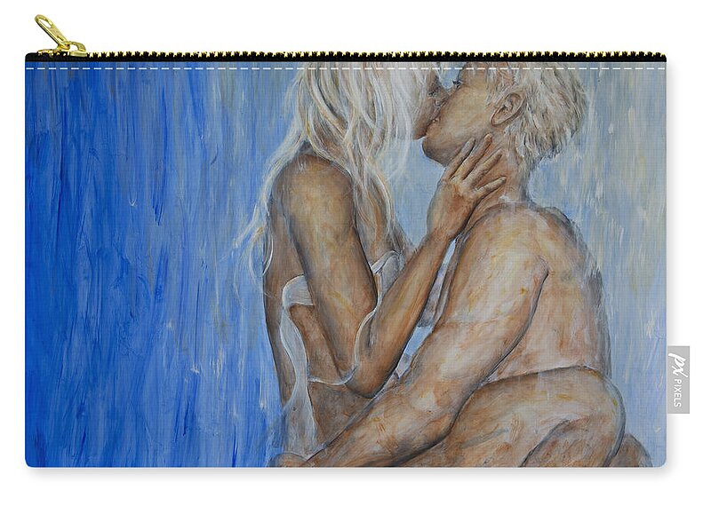Wet Zip Pouch featuring the painting Wet Romance by Nik Helbig