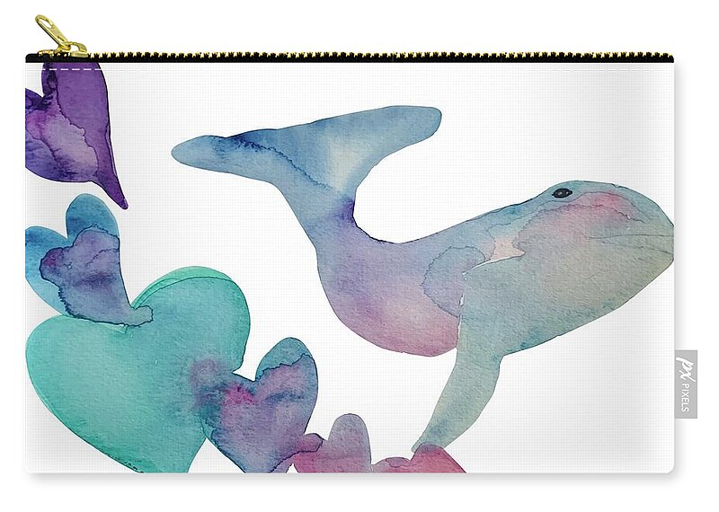 Whale Carry-all Pouch featuring the painting Whale Love Pastels by Sandy Rakowitz