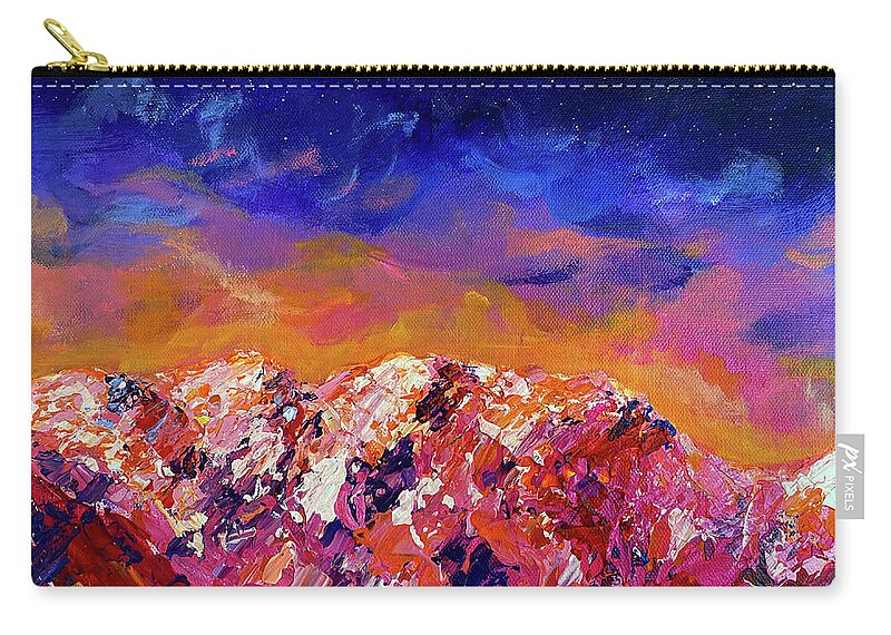 Vibrant Zip Pouch featuring the painting What Dreams Mountain Fragment by Ashley Wright