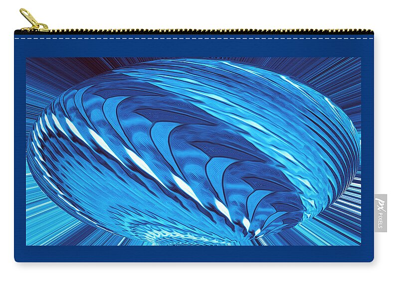Abstract Art Carry-all Pouch featuring the digital art Fractal Wheel Blue by Ronald Mills