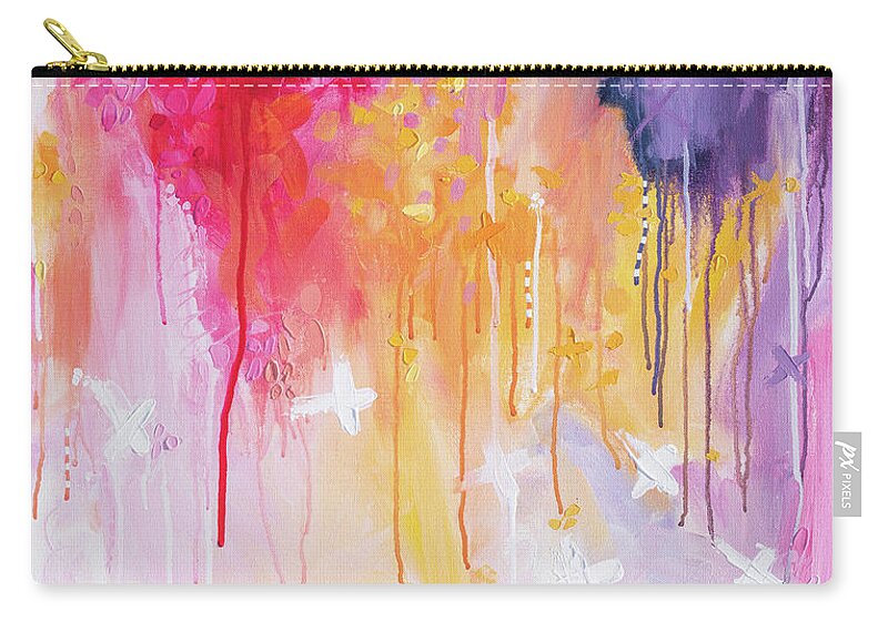 Colorful Zip Pouch featuring the painting When Doves Cry by LA Smith