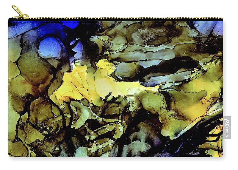 Blue Carry-all Pouch featuring the painting When you bay at the moon by Angela Marinari