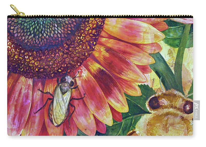  Zip Pouch featuring the painting Where Are The Bees? II by Helen Klebesadel