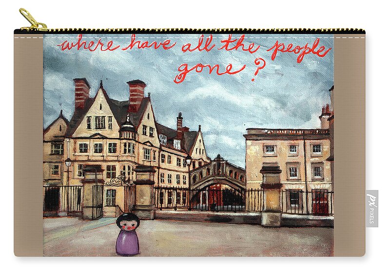 Oxford Zip Pouch featuring the painting Where Have All the People Gone by Pauline Lim