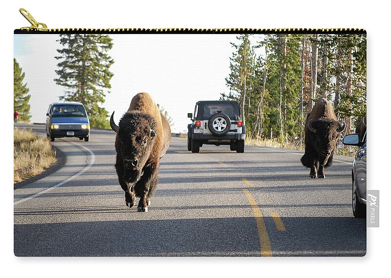 Buffalo Carry-all Pouch featuring the photograph Where The Buffalo Roam - Bison, Yellowstone National Park, Wyoming by Earth And Spirit