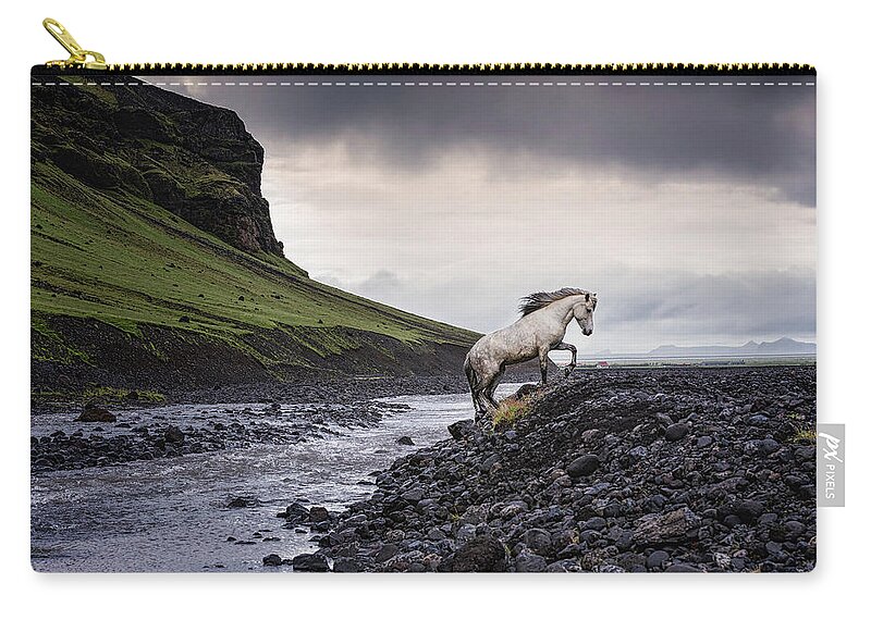 Photographs Zip Pouch featuring the photograph Where there is no path - Horse Art by Lisa Saint