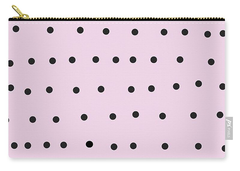 Pattern Carry-all Pouch featuring the digital art Whimsical Black Polka Dots On Pink by Ashley Rice
