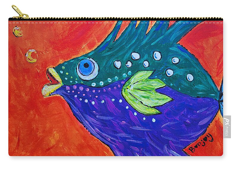 Whimsical Zip Pouch featuring the painting Whimsical Fish by Bonny Puckett