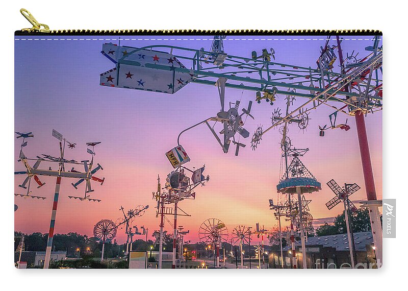 Vollis Zip Pouch featuring the photograph Whirligig Park Sunset by Darrell Foster
