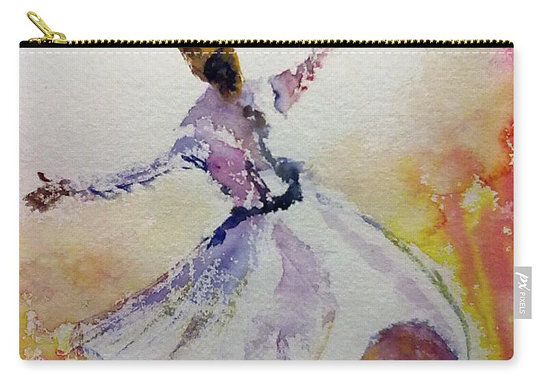 Sufi Zip Pouch featuring the painting Whirling Sufi Dervish by Asha Sudhaker Shenoy