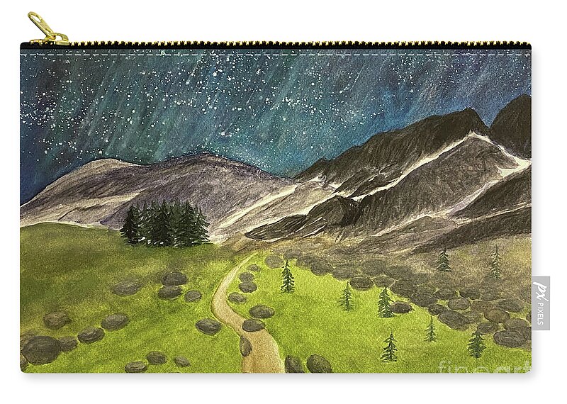 Whistler Zip Pouch featuring the mixed media Whistler at Night by Lisa Neuman