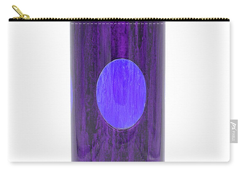 Violet Zip Pouch featuring the glass art white and Violet Cylinder with blue oval by Christopher Schranck