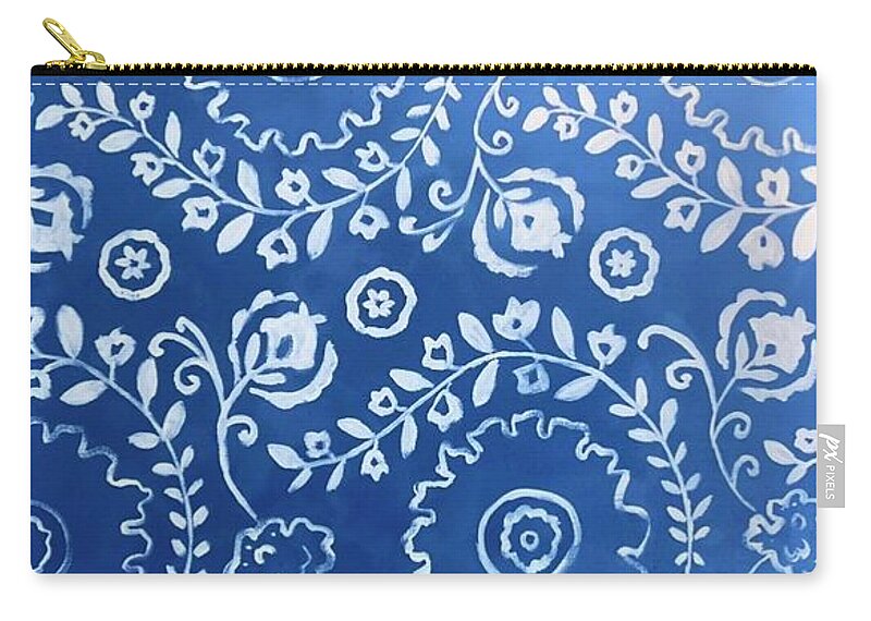  Zip Pouch featuring the painting White Blue Floral by Jam Art