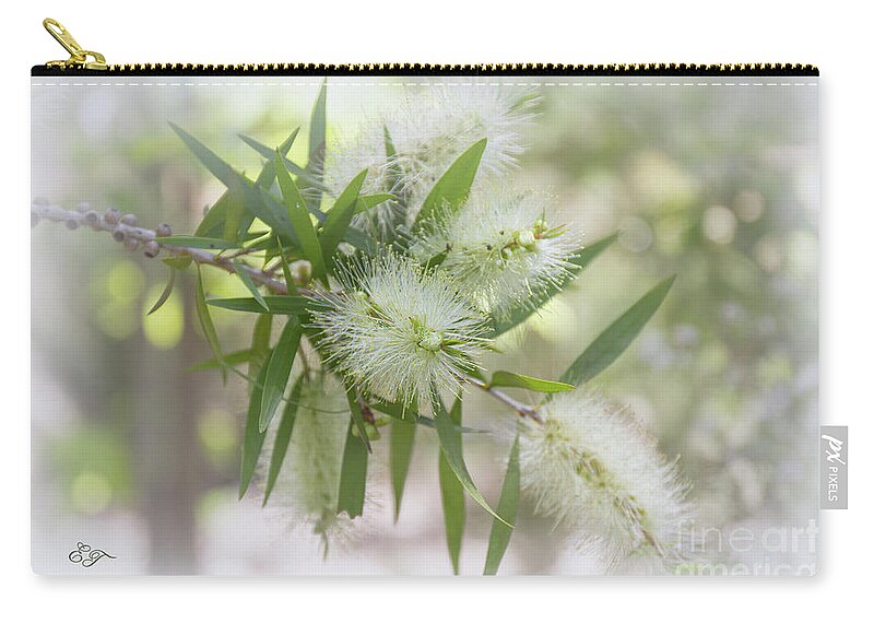 Native Zip Pouch featuring the photograph White Bottlebrush - Callistemon salignus by Elaine Teague