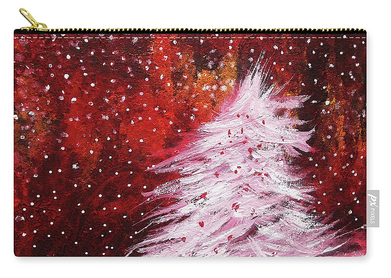 Winter Zip Pouch featuring the painting White Christmas Tree by Melinda Firestone-White