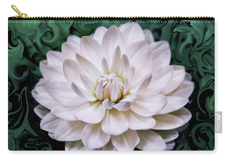 Dahlia Zip Pouch featuring the photograph White Dahlia by Sally Bauer