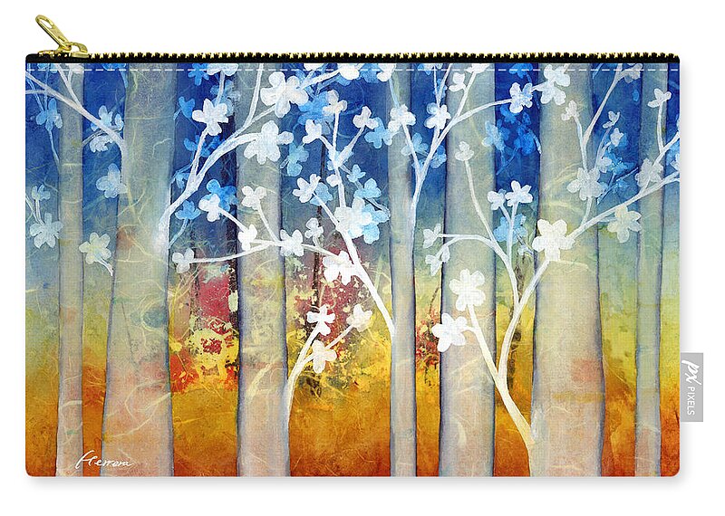 White Forest Zip Pouch featuring the painting White Forest II by Hailey E Herrera