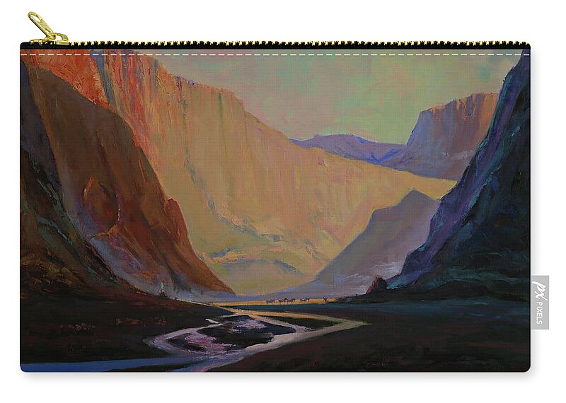 Summer Sky Zip Pouch featuring the painting White gate by Badamjunai Tumendemberel