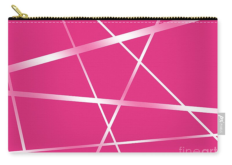 Lines Zip Pouch featuring the photograph White lines on pink by Amanda Mohler
