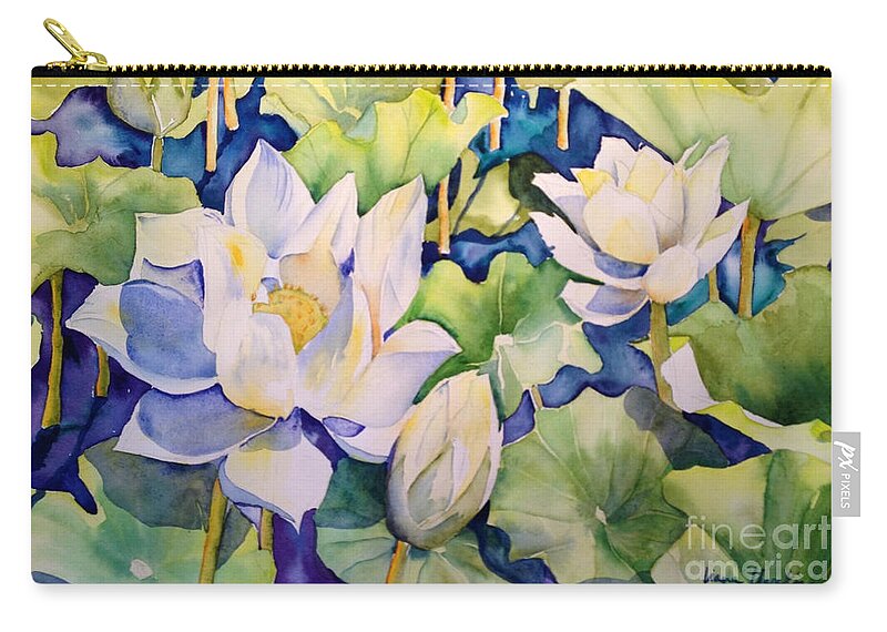 Lotus Zip Pouch featuring the painting White Lotus by Liana Yarckin