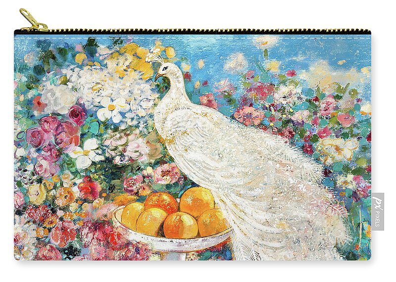 Peacock Carry-all Pouch featuring the painting White Peacock by Shijun Munns