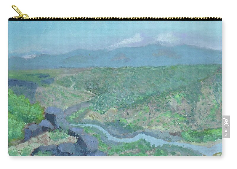 Los Alamos National Laboratory Zip Pouch featuring the painting White Rock Overlook by Robert P Hedden