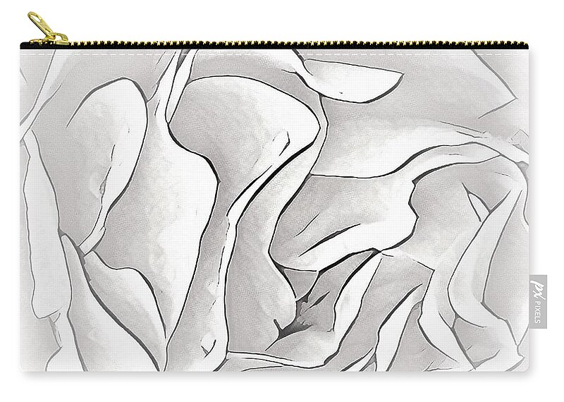 Rose Zip Pouch featuring the mixed media White Rose 8 by Toni Somes
