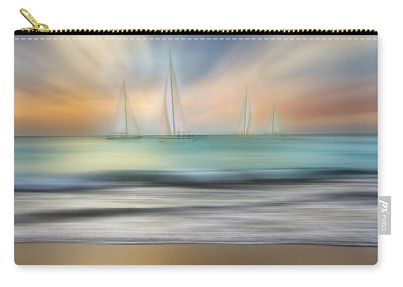 Boats Carry-all Pouch featuring the photograph White Sails Dreamscape by Debra and Dave Vanderlaan