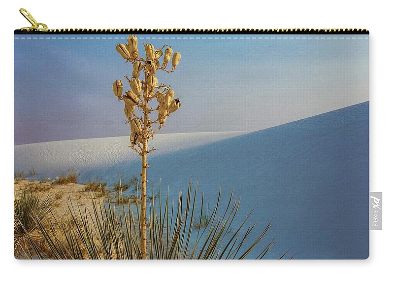 Yucca Zip Pouch featuring the photograph White Sands Yucca by Rebecca Herranen