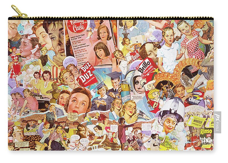 Collage Zip Pouch featuring the mixed media White Wash Let Freedom Ring Around the Collar by Sally Edelstein