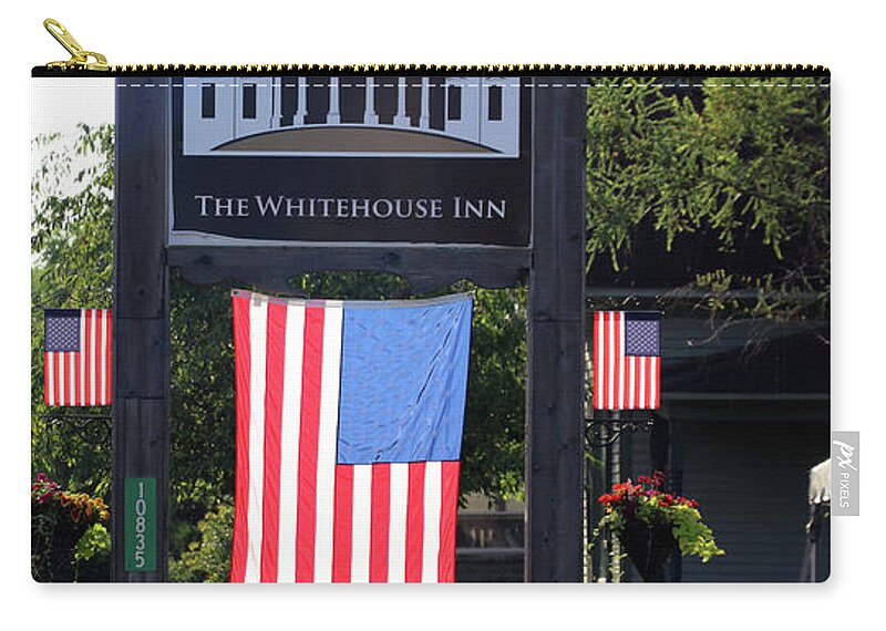 American Zip Pouch featuring the photograph Whitehouse Inn Sign 9400 by Jack Schultz