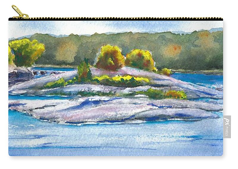 River Zip Pouch featuring the painting Whitemouth River Falls by Ruth Kamenev