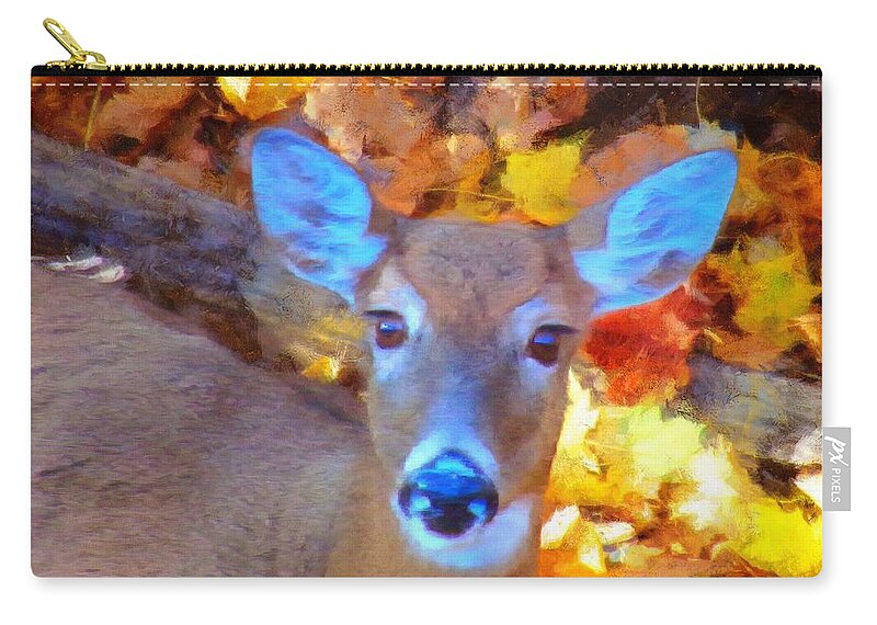 Whitetail Carry-all Pouch featuring the mixed media Whitetail by Christopher Reed