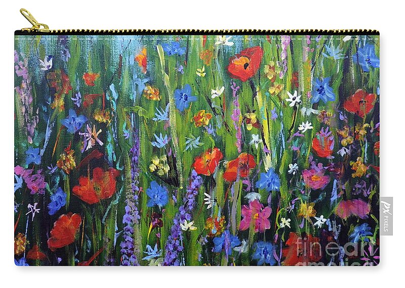 Floral Zip Pouch featuring the painting Why Not Wildflowers by Jodie Marie Anne Richardson Traugott     aka jm-ART