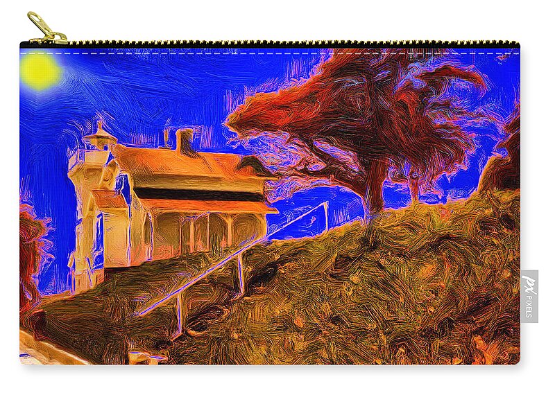 House Zip Pouch featuring the digital art Widow's Watch House on the Hill by Russel Considine