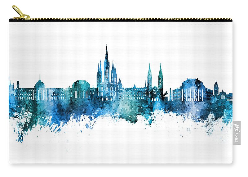 Wiesbaden Zip Pouch featuring the digital art Wiesbaden Germany Skyline #40 by Michael Tompsett
