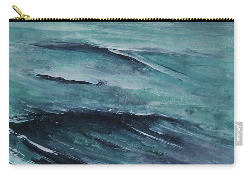 Seascape Zip Pouch featuring the painting Wild Sea II by Jane See