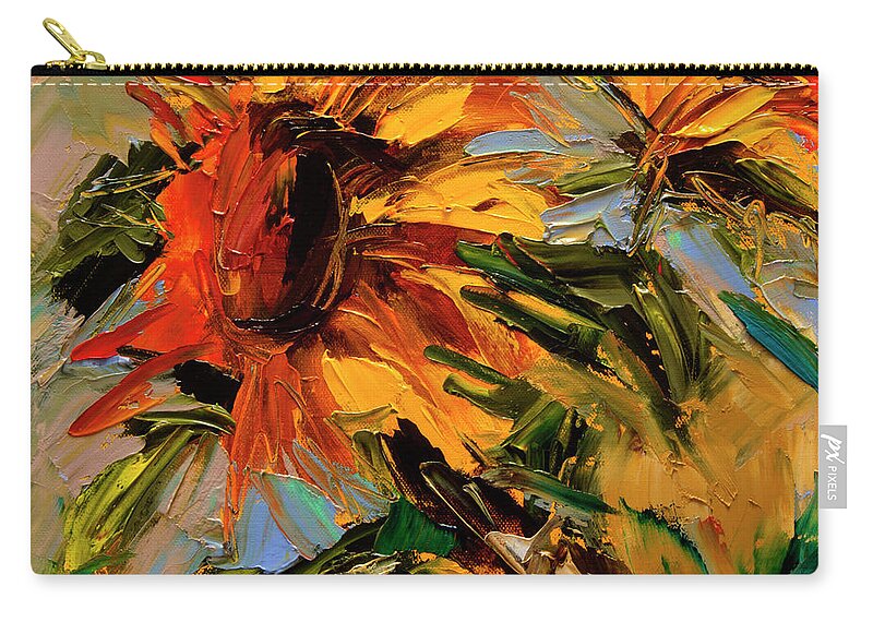 Oil Painting Zip Pouch featuring the painting Wild Sunflower by Diane Whitehead