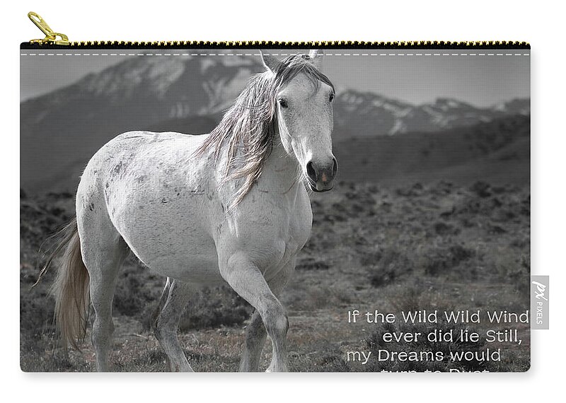 Wild Horses Zip Pouch featuring the photograph Wild, Wild Wind by Mary Hone